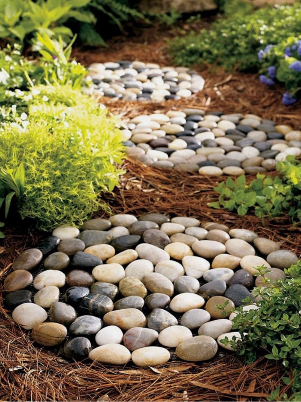 Wind & Weather River Rock Stepping Stones Pavers Outdoor for Garden Set of 3